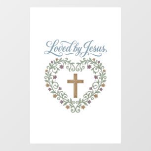 Loved by Jesus Floral Cross Christian T-Shirt Desi Window Cling