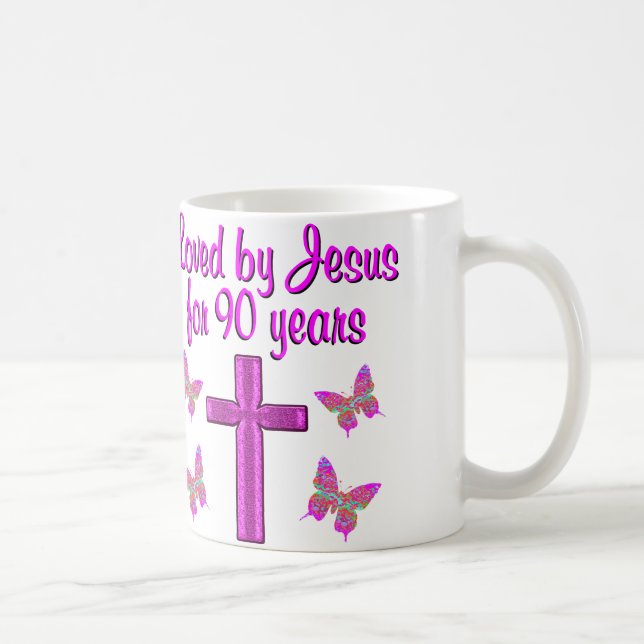 LOVED BY JESUS FOR 90 YEARS COFFEE MUG (Right)