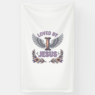 Loved By Jesus Vintage Christian Floral T-Shirt De Banner