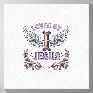 Loved By Jesus Vintage Christian Floral T-Shirt De Canvas Photo Tile