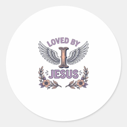 Loved By Jesus Vintage Christian Floral T-Shirt De Classic Round Sticker