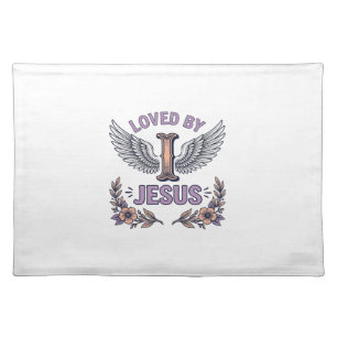 Loved By Jesus Vintage Christian Floral T-Shirt De Cloth Placemat