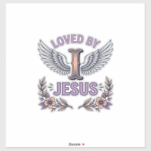 Loved By Jesus Vintage Christian Floral T-Shirt De Sticker
