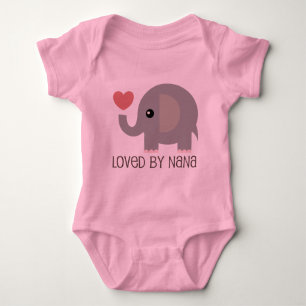 Loved By Nana Heart Elephant Baby Bodysuit