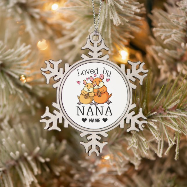 Loved by Nana Snowflake Pewter Christmas Ornament (Tree)