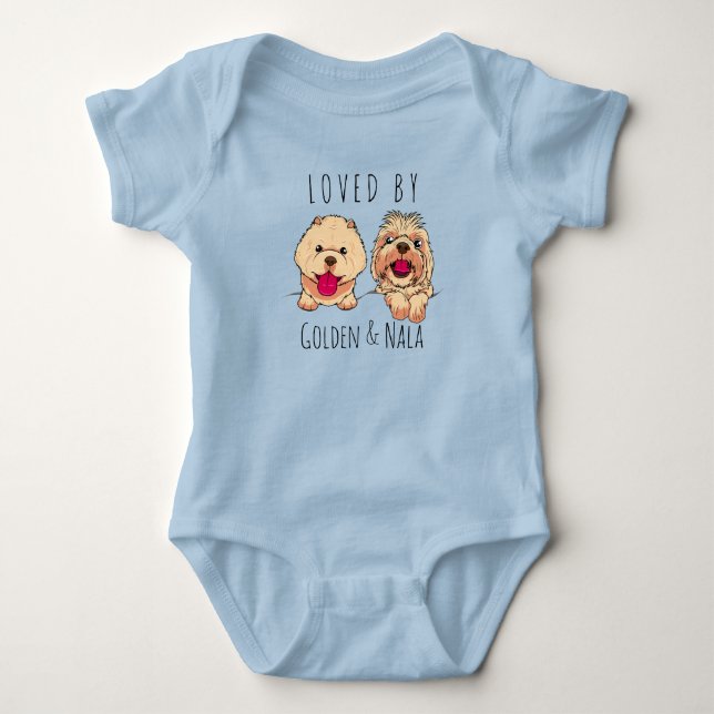 Loved by Personnalized Dogs Pets New Born  Baby Bodysuit (Front)