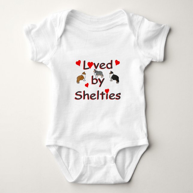 Loved by shelties baby bodysuit (Front)