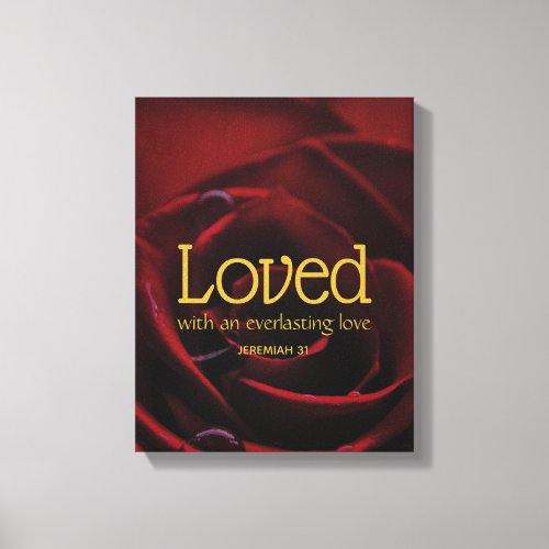 LOVED Christian Valentines Red Rose Canvas Print