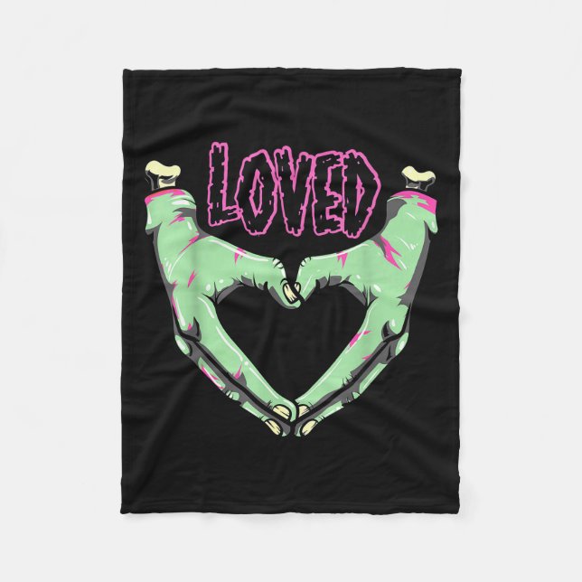 Loved Creepy Monster Hands Heart Pastel Goth Valen Fleece Blanket (Front)