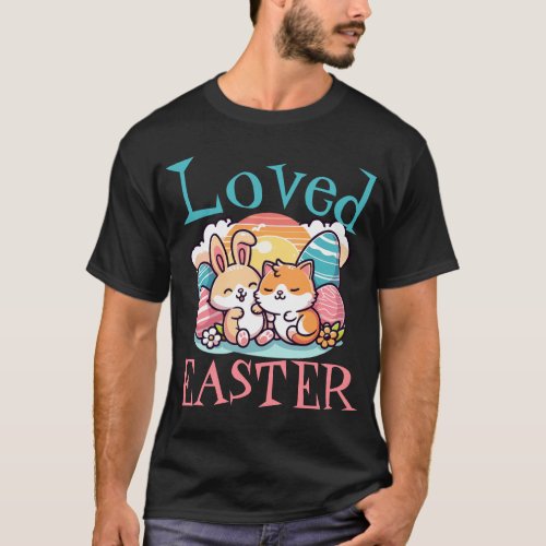 loved happy easter kitty bunny T_Shirt