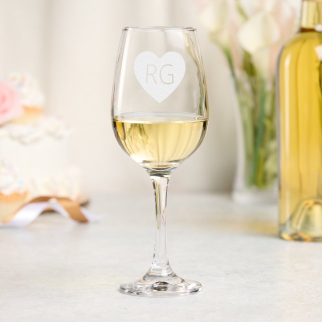 Loved Heart Personalized Name Wine Glass (Wedding)