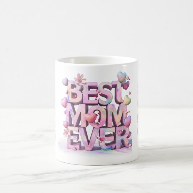 *~ Loved + Hugs Mother Day Hearts 3-d Flowers AP72 Coffee Mug (Center)