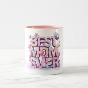 *~ Loved Hugs Mother Day Hearts 3-d Flowers AP72 Two-Tone Coffee Mug