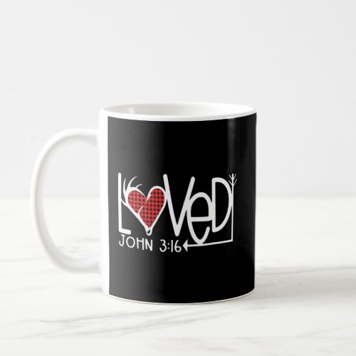 Loved John 3 16 Plaid Heart Hunter Christian Valen Coffee Mug