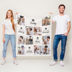Loved & Missed Pet Dog Memorial 10-Photo Collage Fleece Blanket