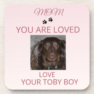 Loved Mom Pet Photo Keepsake Beverage Coaster