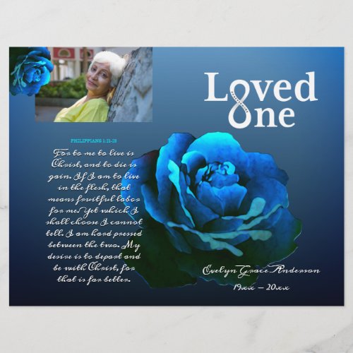 Loved One Blue Rose Memorial Service Program Flyer