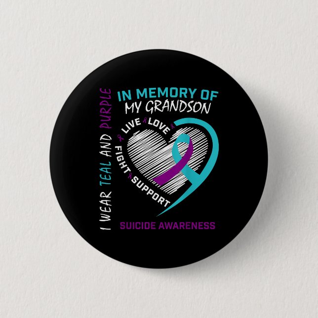 Loved One In Memory Of Grandson Suicide Awareness  Button (Front)