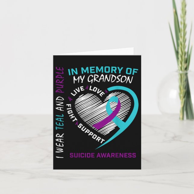 Loved One In Memory Of Grandson Suicide Awareness  Card (Front)