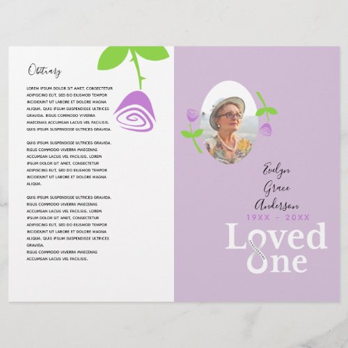 Loved One Lavender Rose Memorial Service Program Flyer