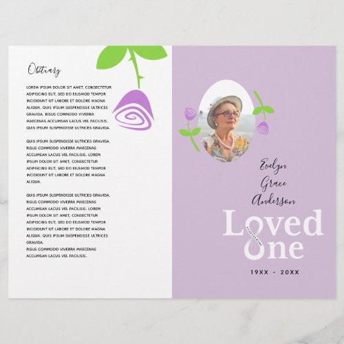 Loved One Lavender Rose Memorial Service Program Flyer