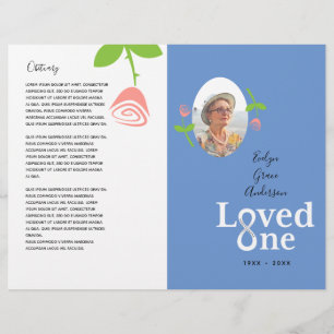 Loved One Salmon Rose Memorial Service Program Flyer