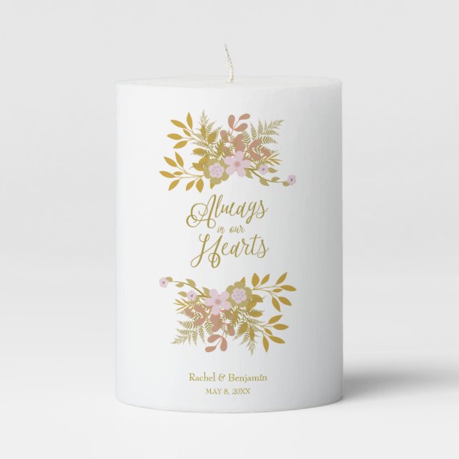Loved Ones Commemorative  Wedding Memorial Table Pillar Candle (Front)