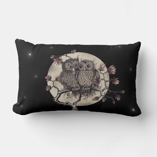 Loved owls - Owls In Love Lumbar Pillow (Front)