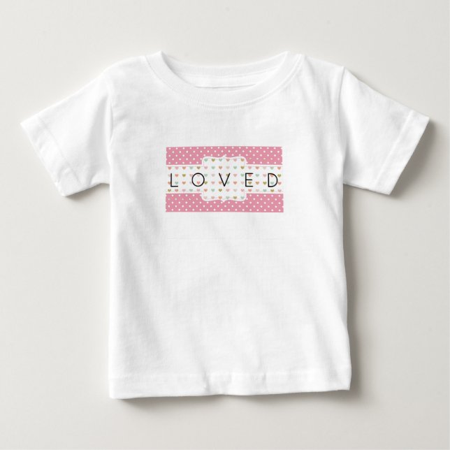 Loved Pastel Hearts & Polka Dots Cute T-Shirt (Front)
