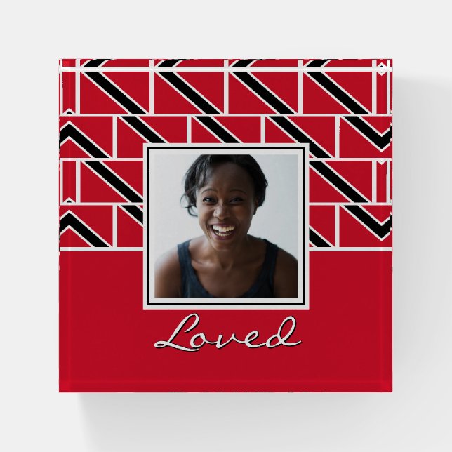LOVED Personalized Photo TRINIDAD FLAG Keepsake Paperweight (Front)