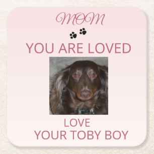 Loved Pet Photo Mom Keepsake Square Paper Coaster