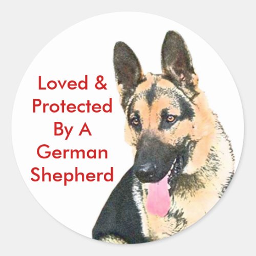 Loved  Protected By A German Shepherd Classic Round Sticker