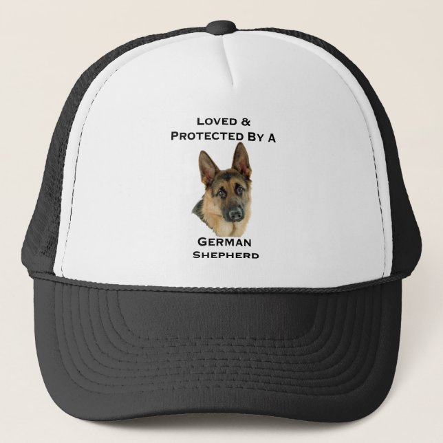 Loved & Protected By A German Shepherd Trucker Hat (Front)