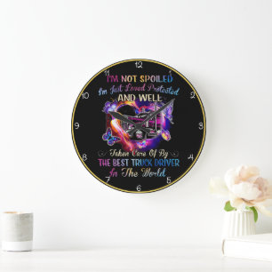 Loved Protected By Best Truck Driver Large Clock