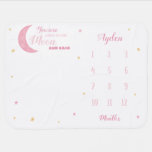 Loved To The Moon And Back Baby Girl Milestone Baby Blanket at Zazzle