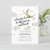 Loved to the Moon and Back Baby Shower Gold Invitation (Standing Front)