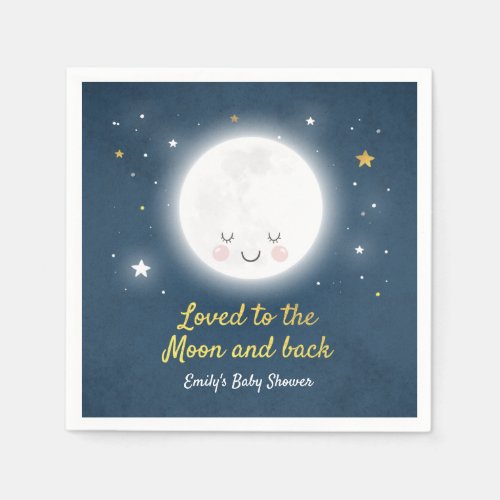 Loved To The Moon And Back Baby Shower Napkin