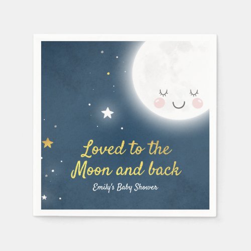 Loved To The Moon And Back Baby Shower Napkin