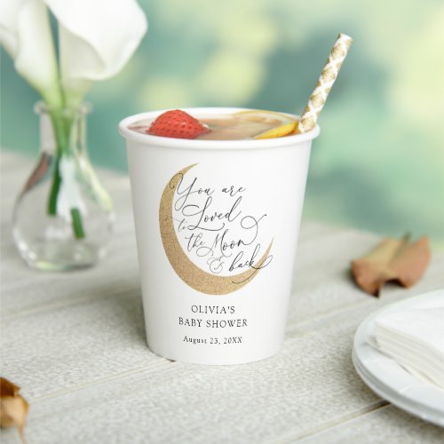 Loved to the Moon and Back Baby Shower Paper Cups