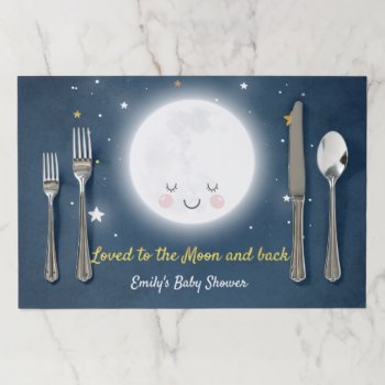 Loved To The Moon And Back Baby Shower Placemat by PixelPerfectionParty at Zazzle