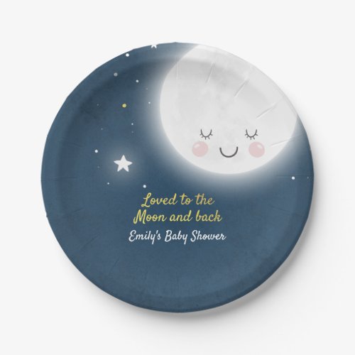 Loved To The Moon And Back Baby Shower Plates
