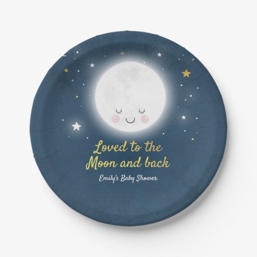 Loved To The Moon And Back Baby Shower Plates