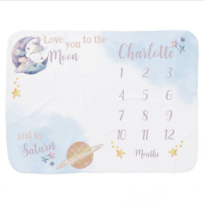 Loved To The Moon And Saturn Growth Baby Blanket