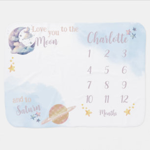 Loved To The Moon And Saturn Growth Baby Blanket