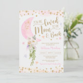 Loved to the Moon & Back Baby Girl Shower Invitation (Standing Front)