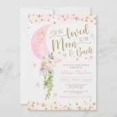 Loved to the Moon & Back Baby Girl Shower Invitation (Front)