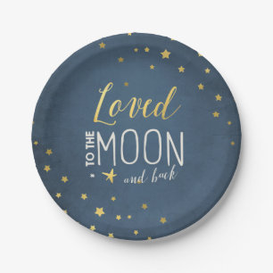 Loved to the moon Paper Plates Baby shower Stars