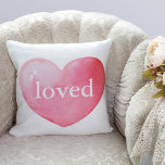 Loved Watercolor Heart Throw Pillow<br><div class="desc">Share some love with this pillow with the word loved in the center of a watercolor heart.</div>