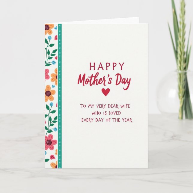 Loved Wife Mothers Day Card (Front)