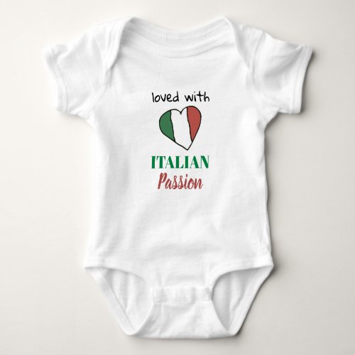  LOVED WITH ITALIAN PASSION Heart Flag White Baby Bodysuit